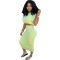 Casual Sleeveless Shoulder Pad T-shirt One Step Dress Solid Two Piece Set