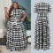 Fashionable large plaid print cross tie large swing skirt two-piece set