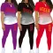 Fashion Large Short Sleeve Pants Printed Casual Two Piece Set