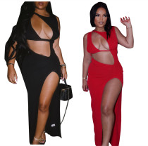 Fashion Solid Color Asymmetric Sexy Dress Nightclub Dress