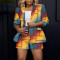 Sexy oversized printed multi-color suit cardigan casual shorts set
