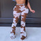 Summer breathable mesh fashion casual printed trousers Bell-bottoms