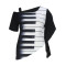 Fashion Piano Keyboard Printed Irregular Hem Large T-shirt