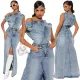 Autumn and winter vintage Denim skirt suit two-piece set