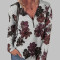 Fashion Large Zipper Flower Print Long Sleeve T-shirt Top