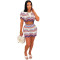 New European and American women's casual handmade knitted colorful striped skirt set