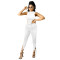 Solid round neck sexy top with tie up pants, nightclub two-piece set for Europe and America