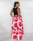 Printed high waisted casual wide leg pants