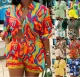 Fashion Printed Style Commuting Two Piece Set
