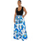 Printed high waisted casual wide leg pants