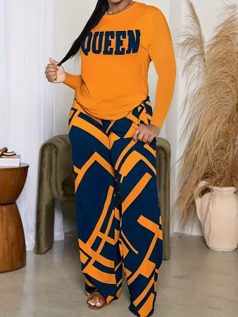 Fashion letter printed long sleeved pants set