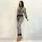 Leisure and fashionable printed pants, long sleeved jacket set, dinner outfit