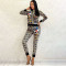 Leisure and fashionable printed pants, long sleeved jacket set, dinner outfit