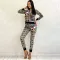Leisure and fashionable printed pants, long sleeved jacket set, dinner outfit