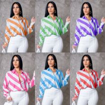 2023 Autumn/Winter New Casual Stripe Long Sleeve Shirt