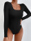 Casual pit stripe bottom top solid long sleeved tight fitting jumpsuit