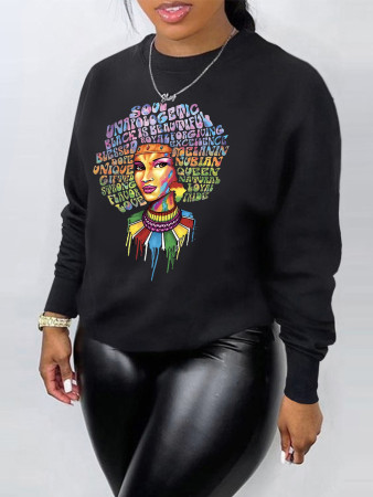 Sexy and fashionable long sleeved printed thickened sweater