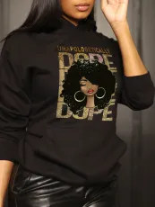 Casual and fashionable cotton printed hooded plush sweater