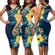 Sexy and fashionable digital printed sleeveless V-neck dress