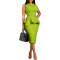Solid color double layered collar sleeveless ruffled dress