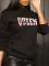 Casual and fashionable cotton printed hooded plush sweater