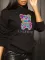Casual and fashionable cotton printed hooded plush sweater