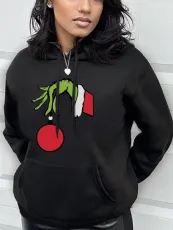 Fashion casual cotton printed hooded plush sweater