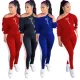 Spliced women's fashion, sports, leisure, autumn and winter set print