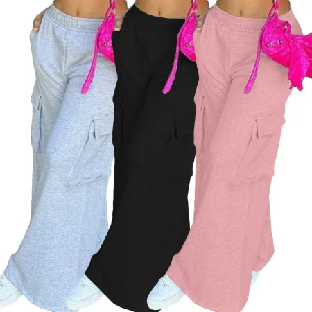 Fashion Thickened Cotton Loose Workwear Pocket Wide Leg Pants