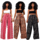 Fashionable high waisted printed wide leg pants
