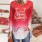 Fashion V-neck Christmas printed long sleeved T-shirt