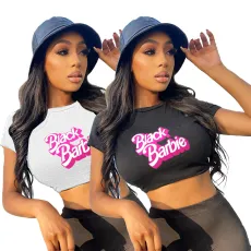Hot selling letter printed T-shirt cross-border top
