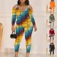 Fashion Off Shoulder Long Sleeve Printed Pants Two Piece Set