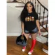 Fashion Cotton Letter Printing Round Neck Short Sleeve T-shirt