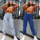 Slim fit multi bag jeans with elastic fabric and elastic cuffs