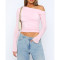 Solid color pleated off shoulder pleated diagonal collar top