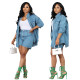 European and American women's denim suit jacket jacket two-piece denim shorts autumn