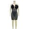 Fashionable solid color mesh hot diamond feather short skirt dress
