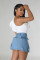 Sexy Slim Fit Perforated Pocket Denim Skirt Wrapped Hip Half Skirt