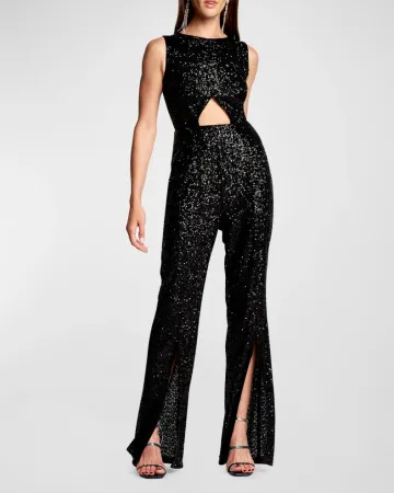 Fashion and sexy sequin sleeveless jumpsuit