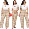 Fashion plaid printed loose micro flared pants