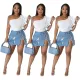 Sexy Slim Fit Perforated Pocket Denim Skirt Wrapped Hip Half Skirt