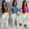 Fashion Sleeveless Wrap Hip Flare Pants Two Piece Set