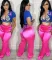 Fashionable satin smooth loose straight tube rubber waist pants