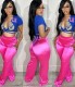 Fashionable satin smooth loose straight tube rubber waist pants