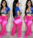 Fashionable satin smooth loose straight tube rubber waist pants
