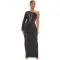 Fashionable One Shoulder Sleeve Burnt Flower Hollow Sexy Dress