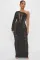 Fashionable One Shoulder Sleeve Burnt Flower Hollow Sexy Dress