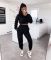 Fashion plush hooded sweater casual two-piece set