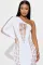 Fashionable One Shoulder Sleeve Burnt Flower Hollow Sexy Dress